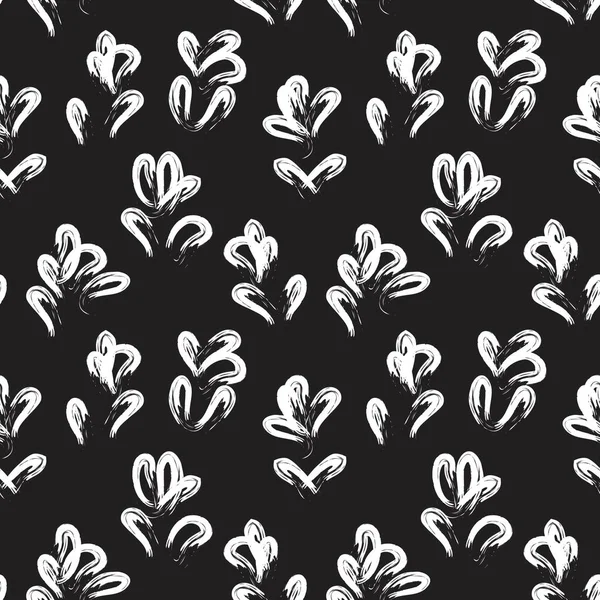 Coups Pinceau Floral Noir Blanc Fond Motif Sans Couture Pour — Image vectorielle