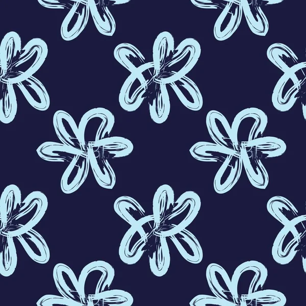 Gökyüzü Mavi Çiçek Fırça Darbeleri Moda Baskıları Grafikler Arka Planlar — Stok Vektör