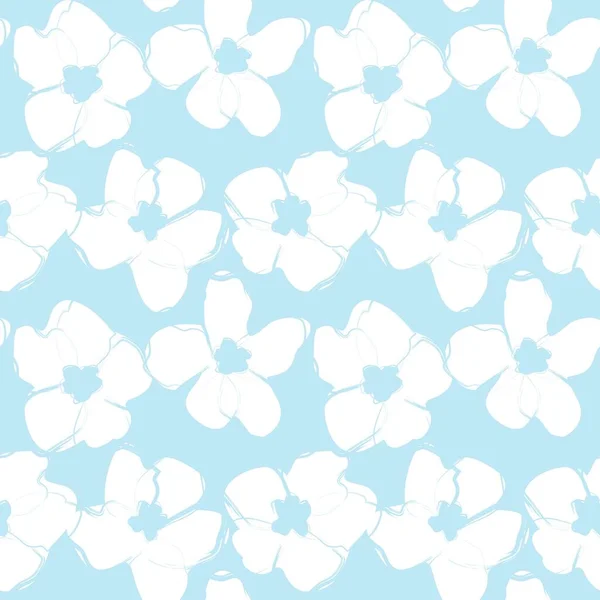 Bleu Ciel Floral Coups Pinceau Fond Motif Sans Couture Pour — Image vectorielle