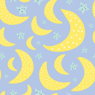 Ay ve Yıldızlar Vektör Tekrar Deseni