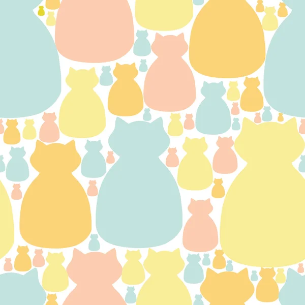 Pastel chat foule motif vectoriel sans couture — Image vectorielle