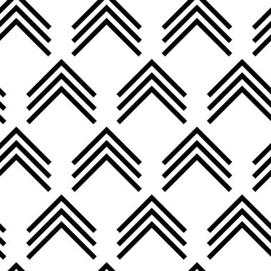 Basit siyah beyaz ok tasarımı, vektör dikişsiz desen