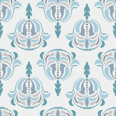 Süslü el çizilmiş güncelleştirilmiş damask dikişsiz desen