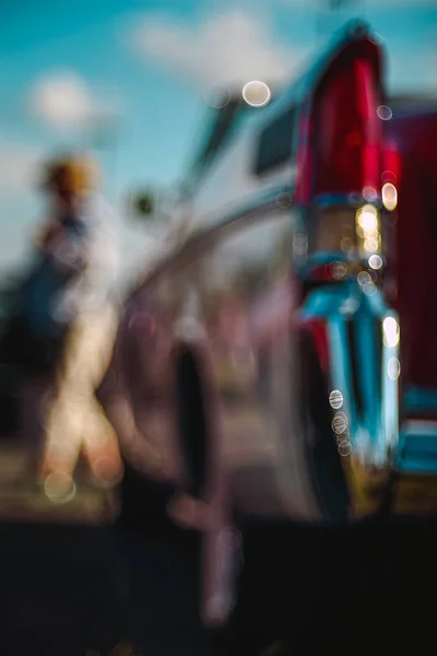American auto details with bubble bokeh effect.