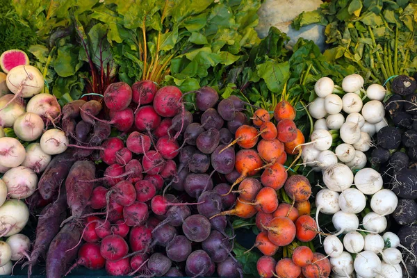 Biologic, natural cultivated beet, beetroot, on a market counter