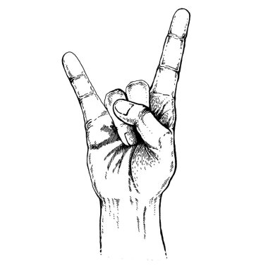 Rock Müzik Festivali. El ile serin baskı poster, afiş, t-shirt için. Rock-n-roll yıldızı