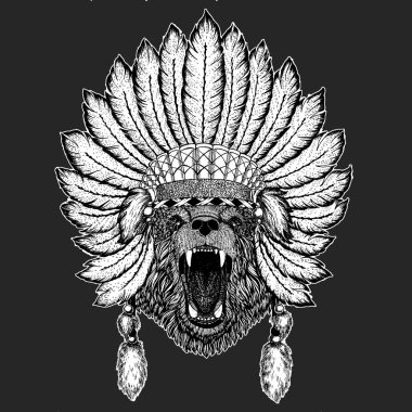 Geleneksel etnik Hint boho headdress kabile ayı şaman şapka tören öğesi