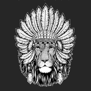 Aslan geleneksel etnik Hint boho headdress kabile şaman şapka tören öğesi