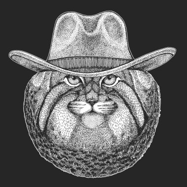 Vahşi Batı. Geleneksel Amerikan kovboy şapkası. Texas rodeo. Çocuklar için t-shirt çocuklar yazdırın. Amblem, logo, rozet yama için görüntü.