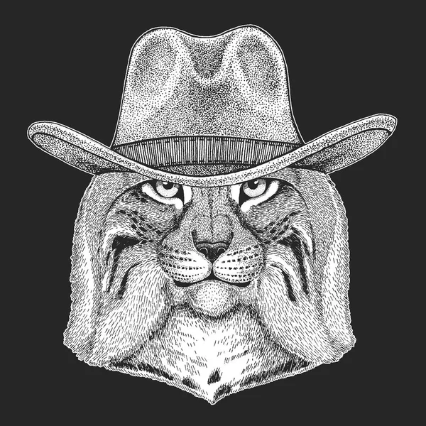 Vahşi Batı. Geleneksel Amerikan kovboy şapkası. Texas rodeo. Çocuklar için t-shirt çocuklar yazdırın. Amblem, logo, rozet yama için görüntü.