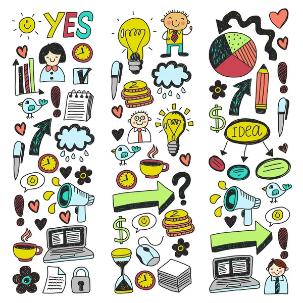 Business doodles. Social media icons. Vector background pattern. — Stock Vector