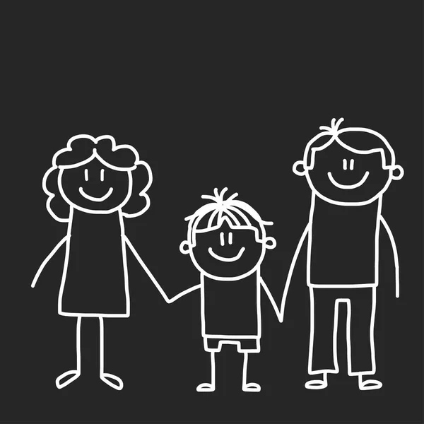 Šťastná rodina s dětmi. Ilustrace na tabuli. Mateřská škola ilustrace. — Stockový vektor