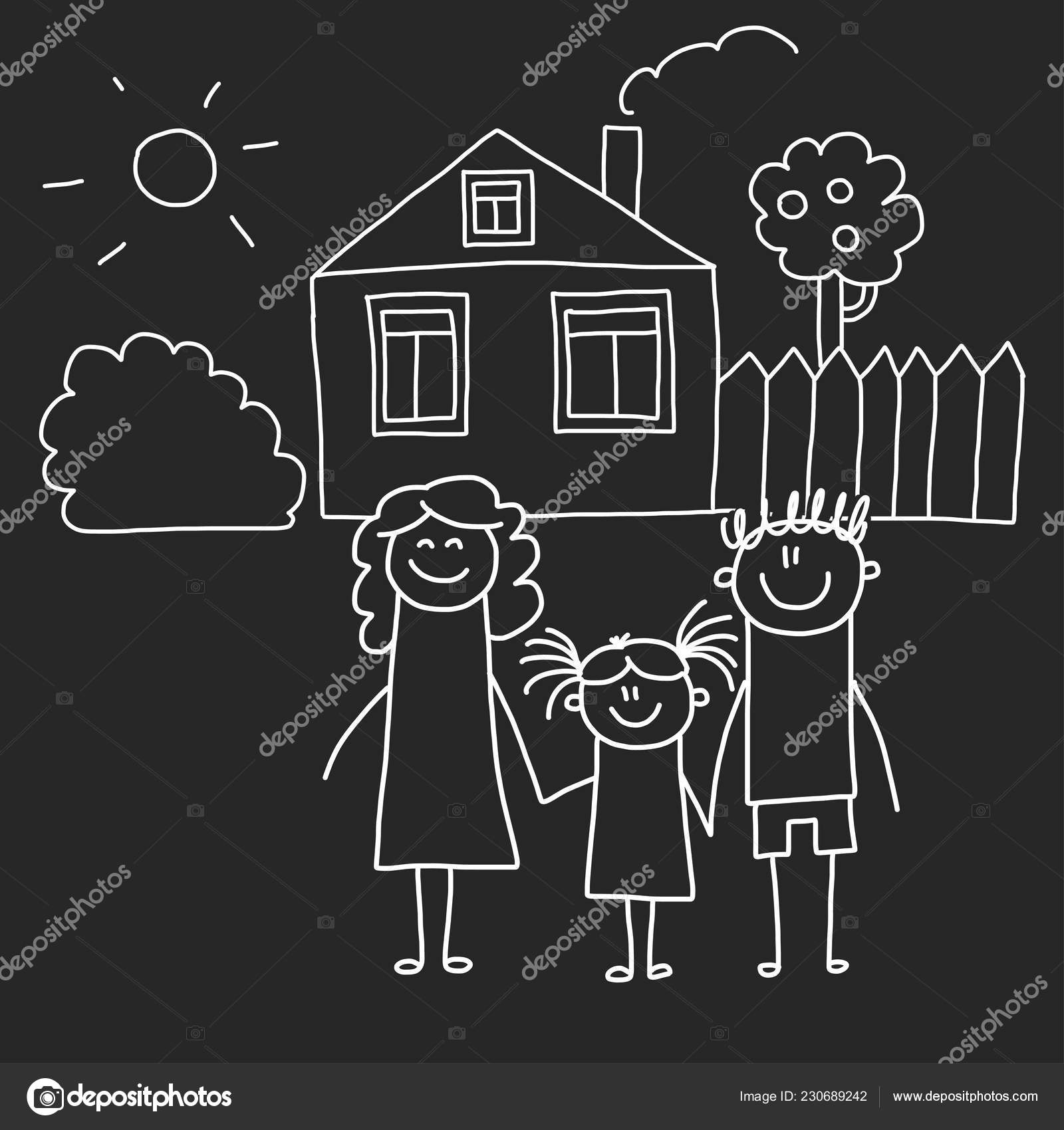 Family House Pencil Sketch Vector Images (over 100)