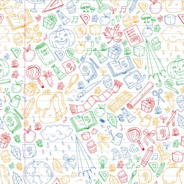 Vektör seamless modeli ile okul ve eğitim kutsal kişilerin resmi.