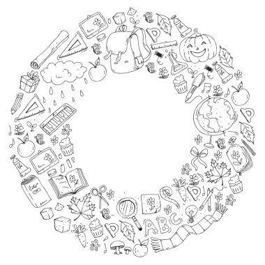 Vektör seamless modeli ile okul ve eğitim kutsal kişilerin resmi.