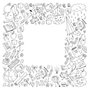 Vektör seamless modeli ile okul ve eğitim kutsal kişilerin resmi.