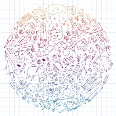 Vektör seamless modeli ile okul ve eğitim kutsal kişilerin resmi.