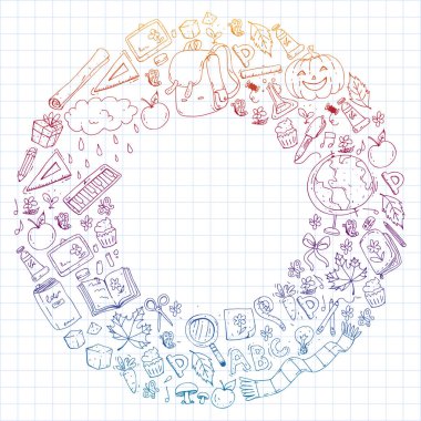 Vektör seamless modeli ile okul ve eğitim kutsal kişilerin resmi.