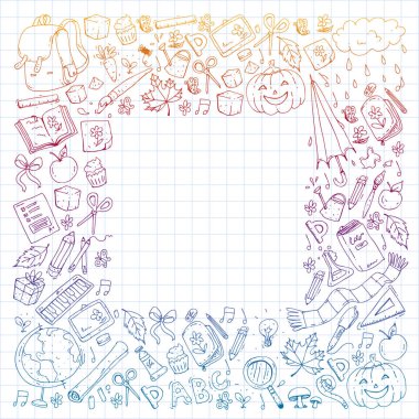 Vektör seamless modeli ile okul ve eğitim kutsal kişilerin resmi.