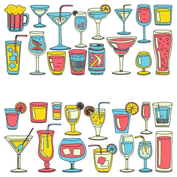 Collection of popular cocktails for the menu. Vector illustration. — Stock Vector