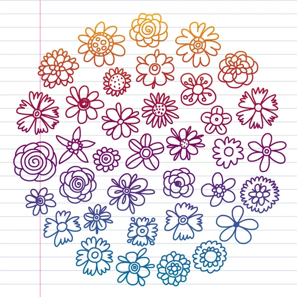 Vektör set renkli doodle çiçek. Düğün süsleme.