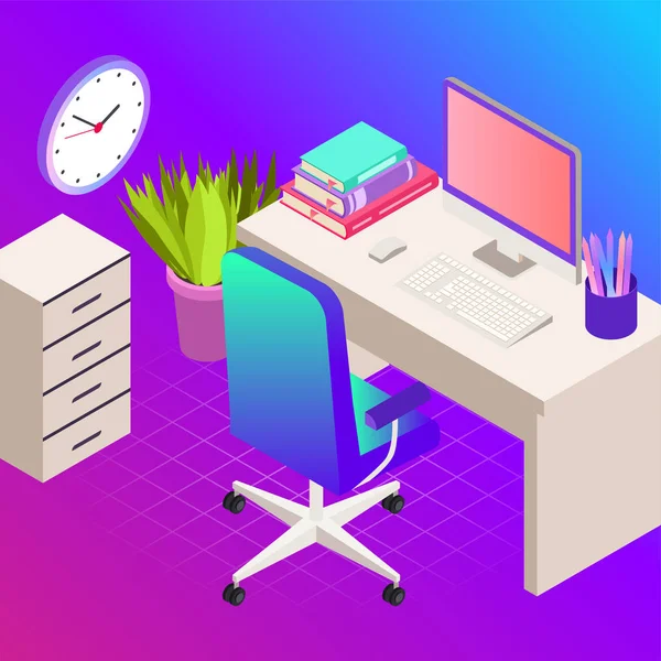 Ilustración vectorial de oficina. Iconos de negocios. Comunicación entre personas. Trabajo para la empresa — Vector de stock