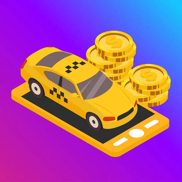 Taxi vector car illustration. Transport icon, symbol of transportation. Vehicle traffic banner design. Speed delivery. — Stock Vector