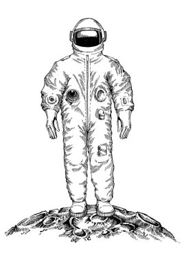 Astonaut. T-shirt tasarım için karakter, dövme.