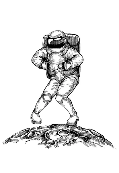 Dansande astronaut. Tecken för t-shirt design, tatuering. — Stockfoto