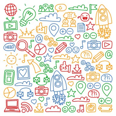 İş ve iletişim. Sosyal medya illüstrasyon vektör.