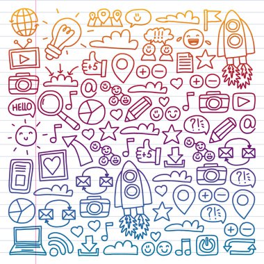 İş ve iletişim. Sosyal medya illüstrasyon vektör.