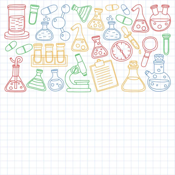 Vector Set Chemistry Science Icons — Stock Vector