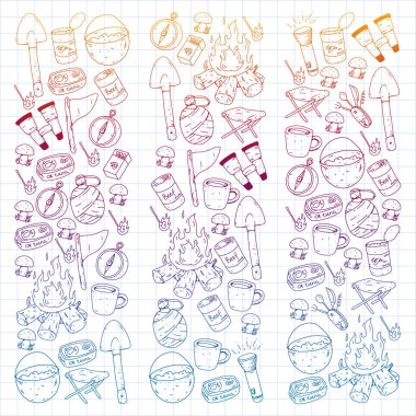 Kamp vektör çizim. Açık macera seyahat