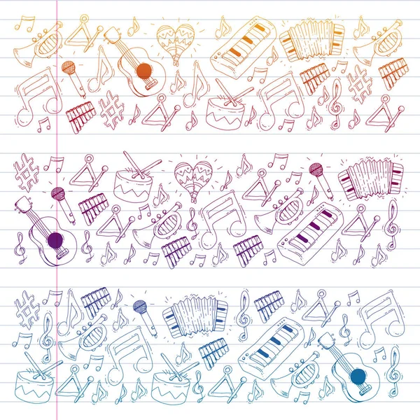 Музыкальный фон для шаблонов. Векторная иллюстрация с музыкальными инструментами . — стоковый вектор