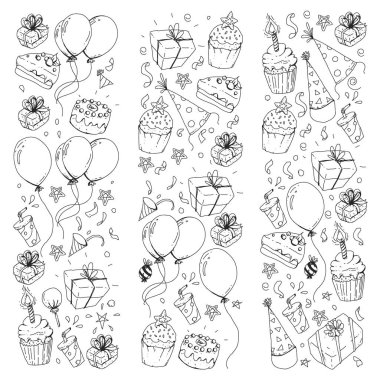 Doğum günü partisi. Desen davetiye, afiş, şablonlar için.