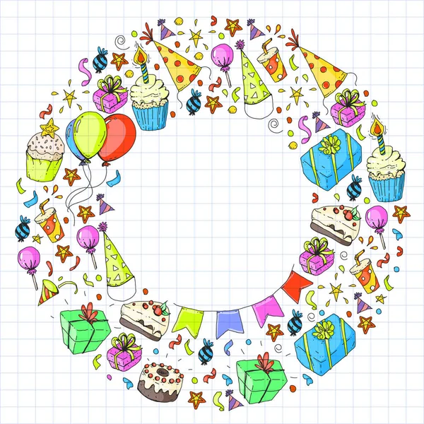 Birthday party. Pattern for invitations, banners, templates. — Stock Vector