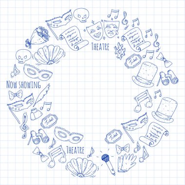 Tiyatro vektör çizim. Entertaiment, sinema, sahne, olay arka plan Afiş Poster için