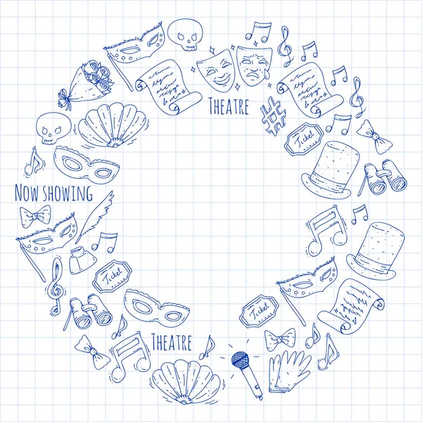Tiyatro vektör çizim. Entertaiment, sinema, sahne, olay arka plan Afiş Poster için