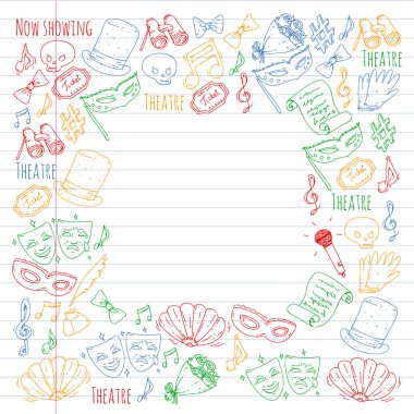 Tiyatro vektör çizim. Entertaiment, sinema, sahne, olay arka plan Afiş Poster için