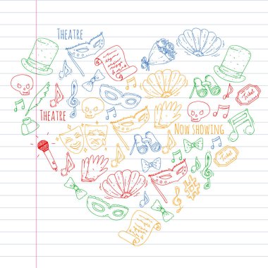 Tiyatro vektör çizim. Entertaiment, sinema, sahne, olay arka plan Afiş Poster için