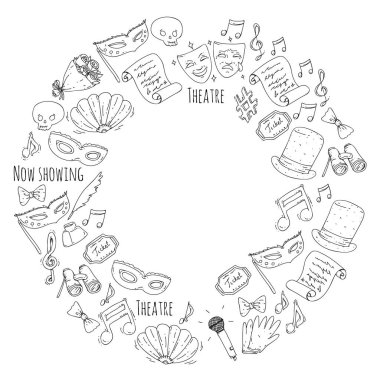 Tiyatro vektör çizim. Entertaiment, sinema, sahne, olay arka plan Afiş Poster için