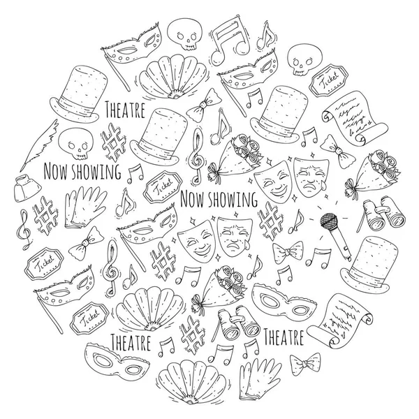 Tiyatro vektör çizim. Entertaiment, sinema, sahne, olay arka plan Afiş Poster için