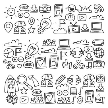 İş ve iletişim. Sosyal medya illüstrasyon vektör.