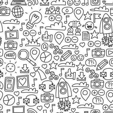 İş ve iletişim. Sosyal medya illüstrasyon vektör.