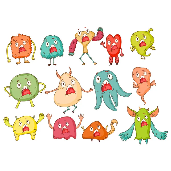 Schattige Monsters. Cartoon vreemdelingen uit de ruimte voor kinderen van kleuterschool — Stockvector
