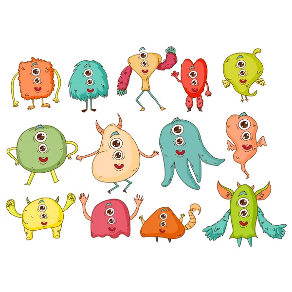 Cute Monsters. Cartoon aliens from space for kindergarten children — Stock Vector