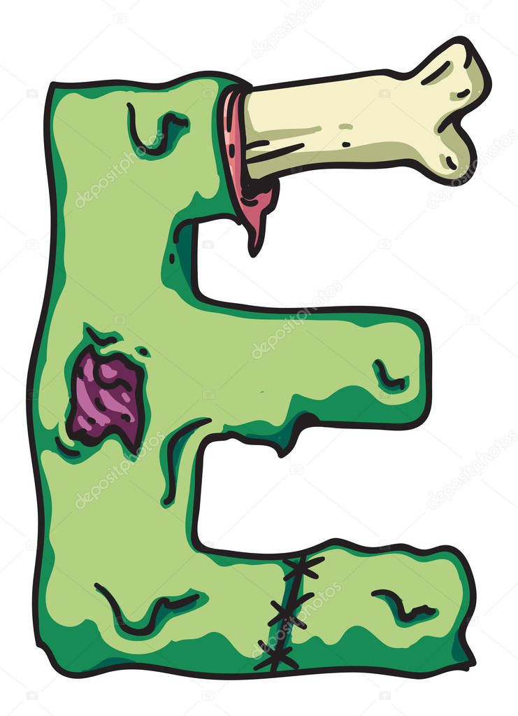 Zombie alphabet letters. Creepy design for prints.