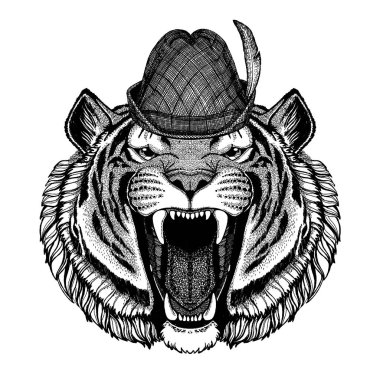 Kaplan geleneksel Bavyera tirol şapka takıyor. Oktoberfest.