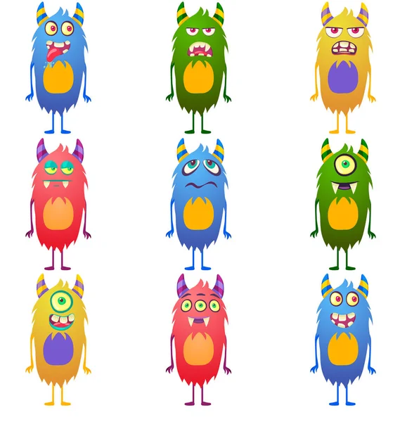 Cute Monsters. Cartoon aliens from space for kindergarten children. — Stock Vector