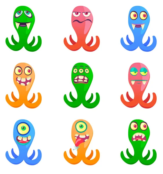 Cute Monsters. Cartoon aliens from space for kindergarten children. — Stock Vector